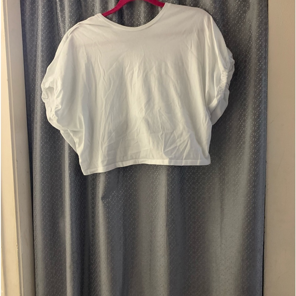 ZARA 2 tops x $10 1)is 100% cotton,elastic on the back sleeves 2) ruched sleeves